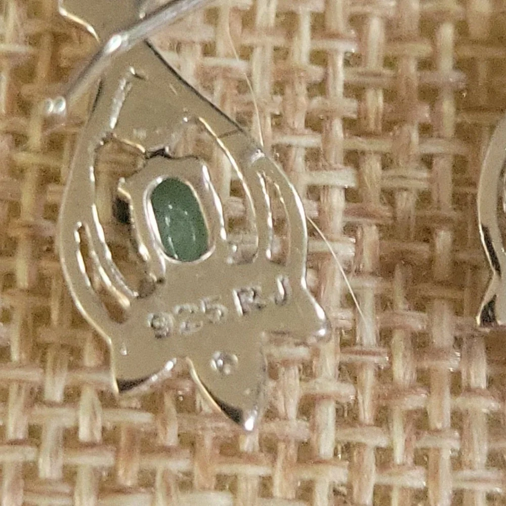 RJ Graziano Sterling Silver Pale Emerald Diamond Chip Earrings 1
